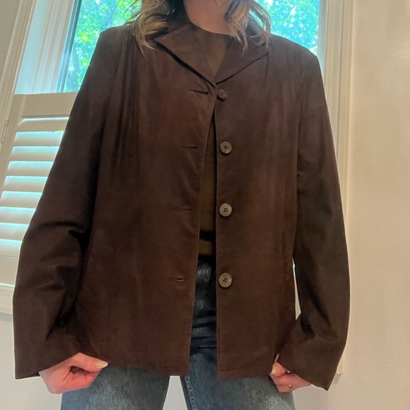 Vintage 90s Brown Leather Jacket Size L - Picture 12 of 13